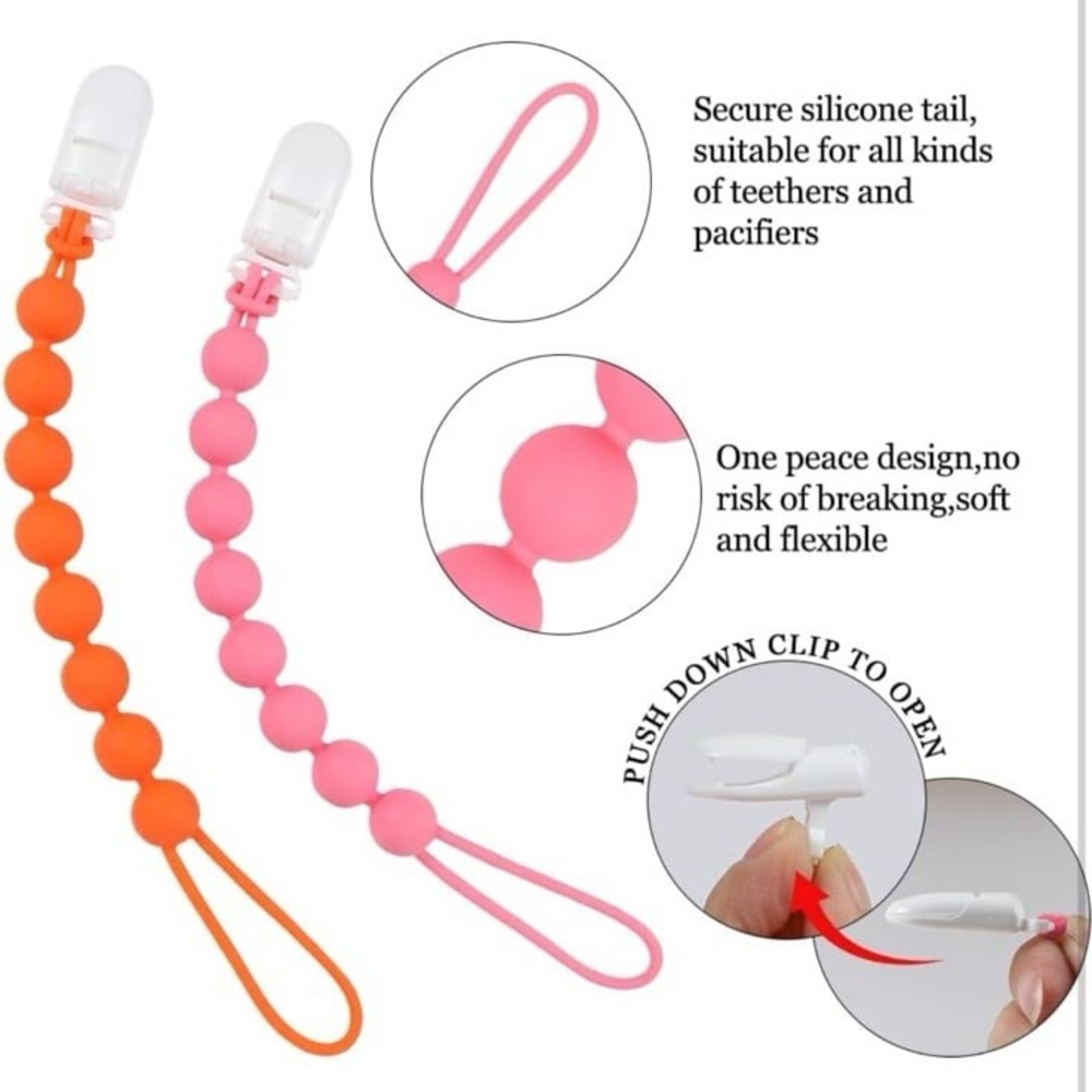 Bundle 2 Silicone Pacifier Clip Holder for Baby Boys and Girls,Flexible Pacifier